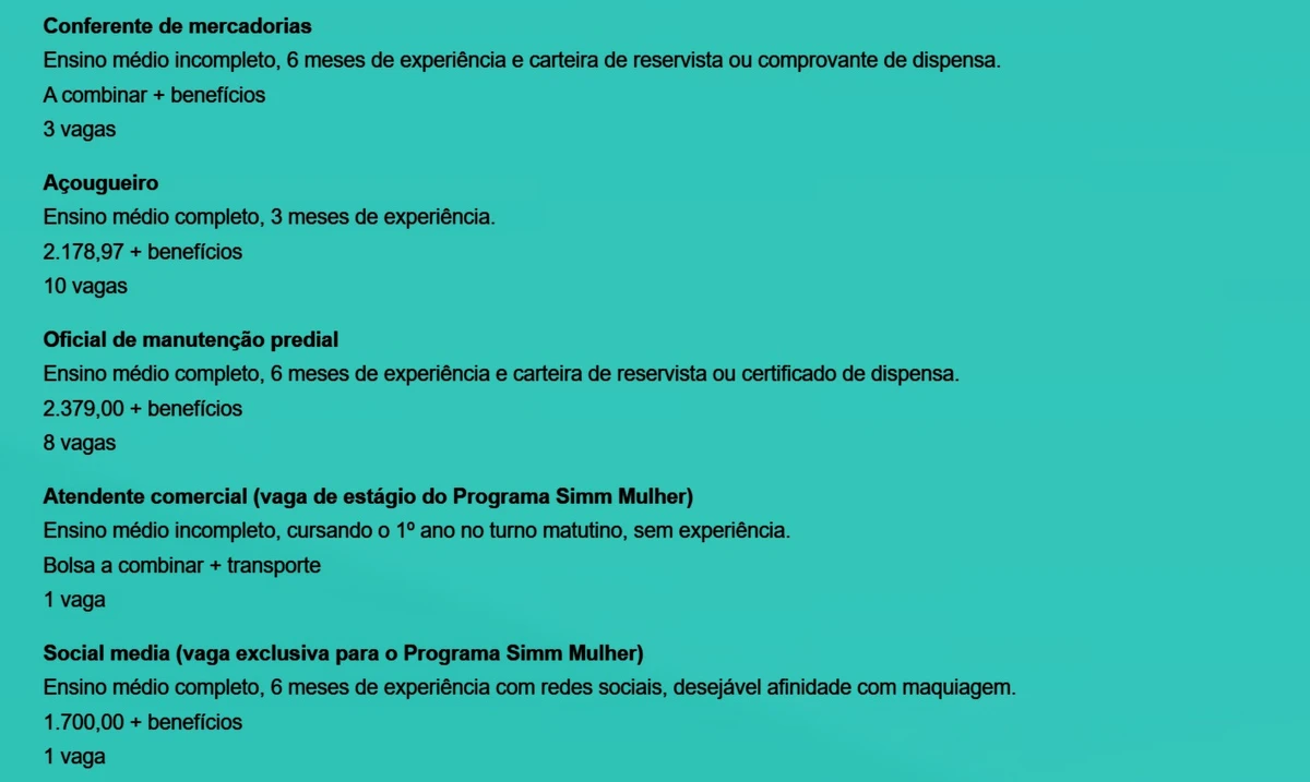Vagas do SIMM por Reprodução