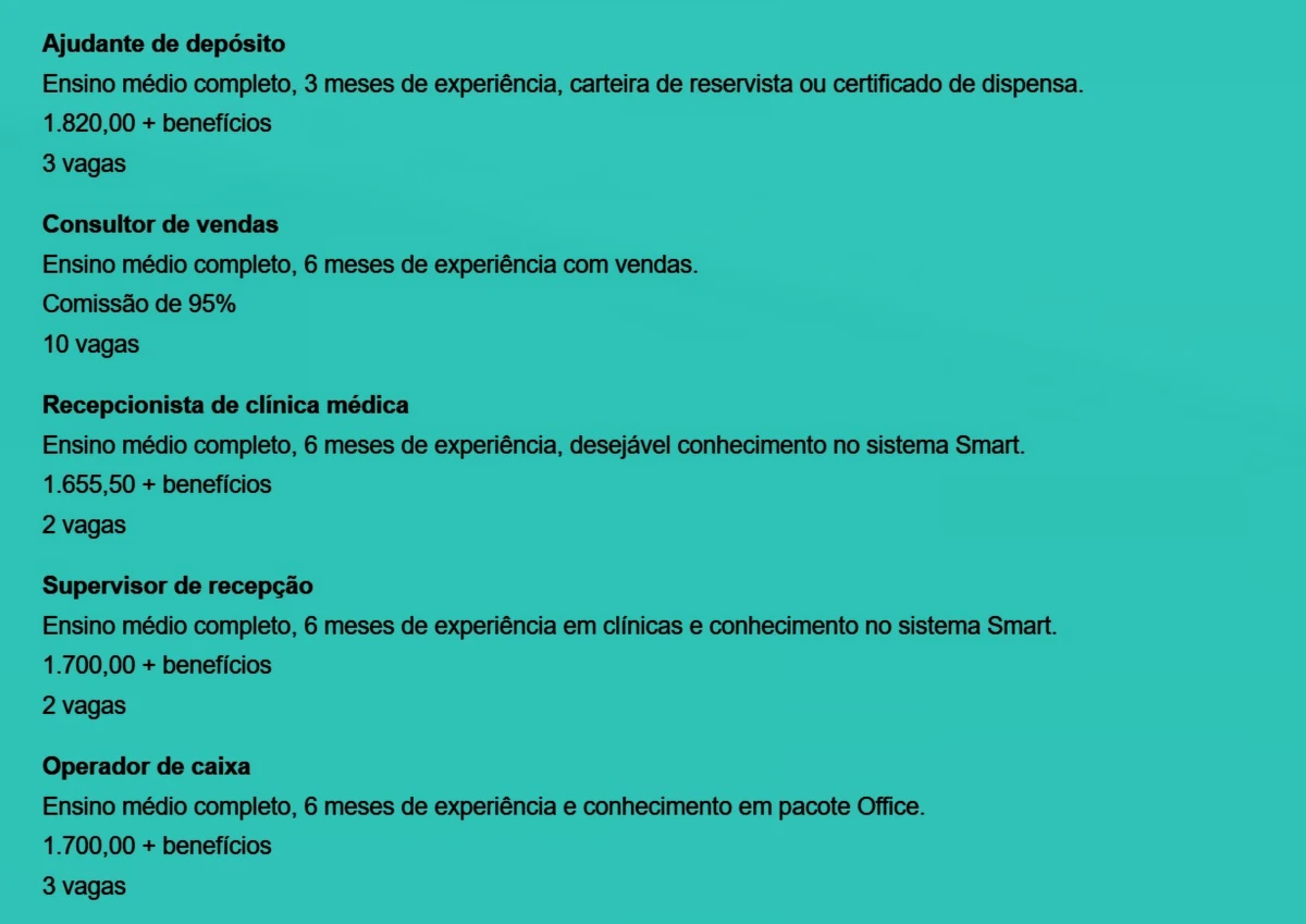 Vagas do SIMM por Reprodução