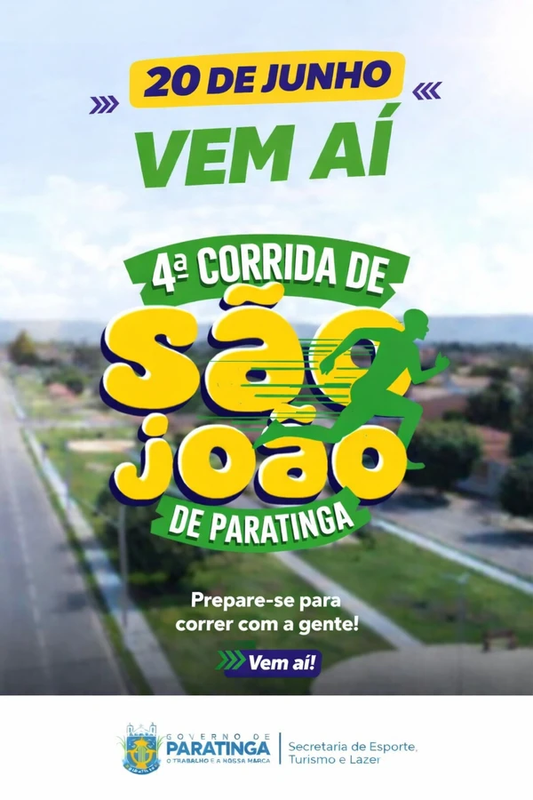 20 de junho: 4ª Corrida de São João de Paratinga - Paratinga. Mais informações em: https://mssport.com.br/ms-evento/4a-corrida-de-sao-joao-de-paratinga/ por Reprodução