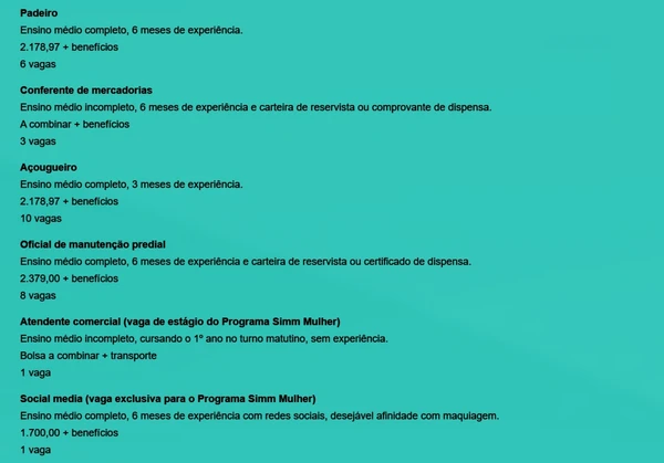 Vagas do SIMM por Reprodução