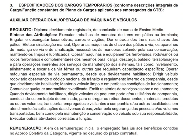 VLT abre 23 vagas de emprego para funções de nível médio; saiba como se candidatar por Edital 