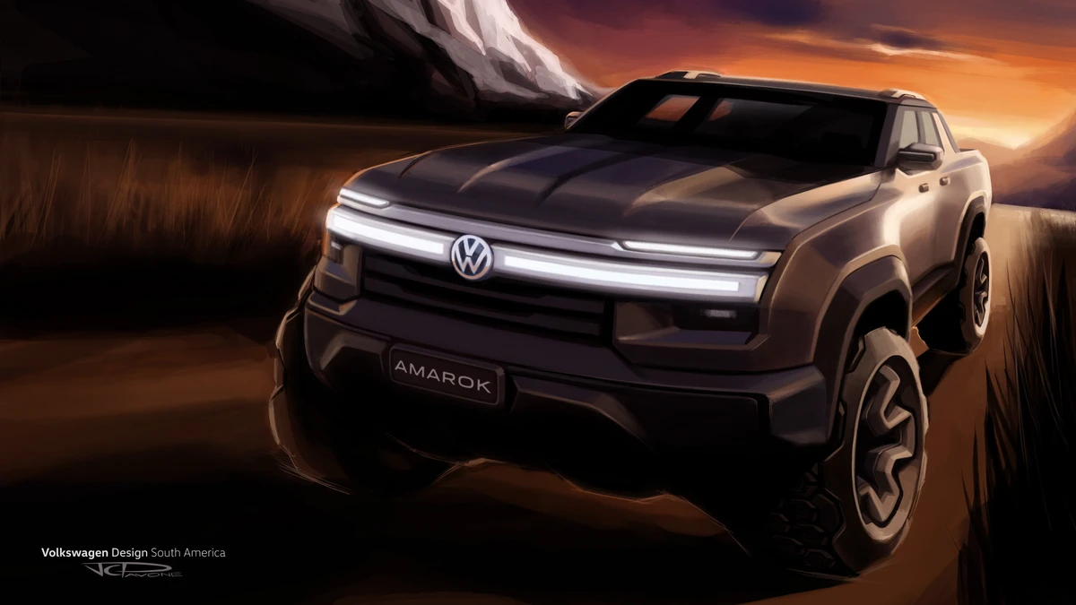 Esse é o desenho da nova geração da Amarok, a versão de produção será apresentada no segundo semestre por Divulgação 