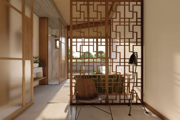 Casa de praia de Cintia Dicker e Pedro Scooby aposta em madeira, muxarabi e arquitetura sustentável na Bahia por REprodução