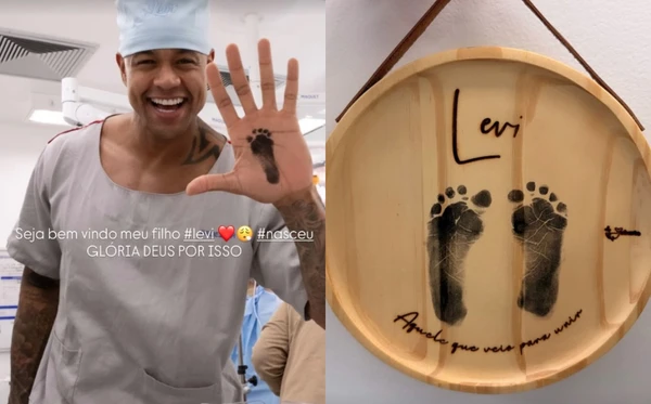 Nasce Levi, filho de Leo Santana e Lore Improta por Reprodução/Instagram