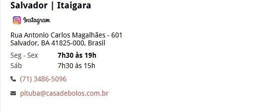 Onde encontrar Casa de Bolos em Salvador por Reprodução