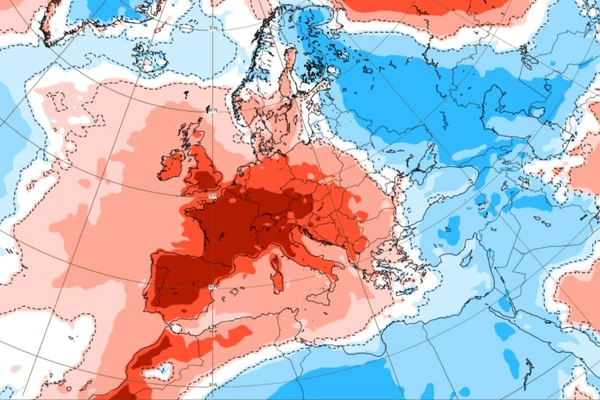Anomalia das temperaturas previstas para esta semana na Europa 