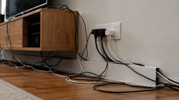 Na sala de estar, TV, roteador e outros eletrônicos costumam criar um emaranhado de fios difícil de esconde