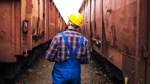 Trem de carga em estação ferroviária ilustra o projeto que pode criar uma nova rota entre Brasil, Peru e Ásia por Freepik