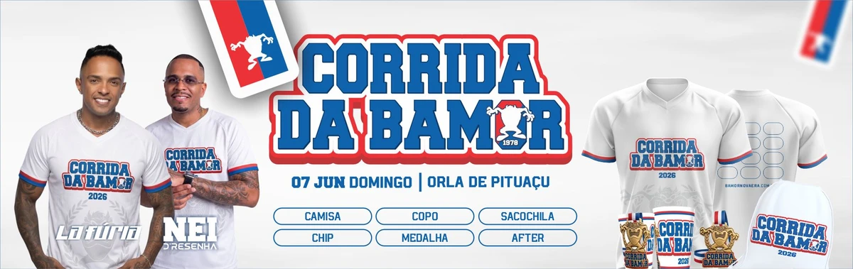 7 de junho: Corrida da Bamor - Salvador. Local: Orla de Pituaçu, às 5h30. Mais informações em: https://www.meubilhete.com.br/corrida-da-bamor por Reprodução