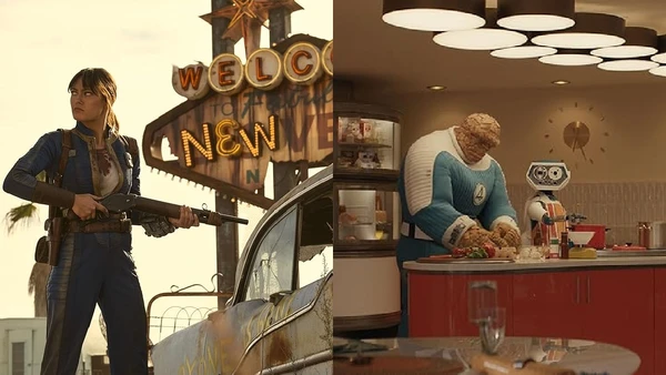 Algumas obras famosas retrofuturistas são a série Fallout e o filme Quarteto Fantástico, de 2025