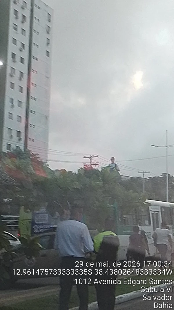Rodoviário entra em surto e sobe em cima de ônibus em Salvador por Reprodução