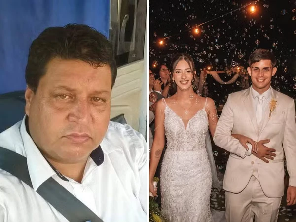 Ronaldo Aparecido Vidal (à esq.), de 50 anos, primo da noiva (à dir.), morreu em uma colisão na mesma estrada