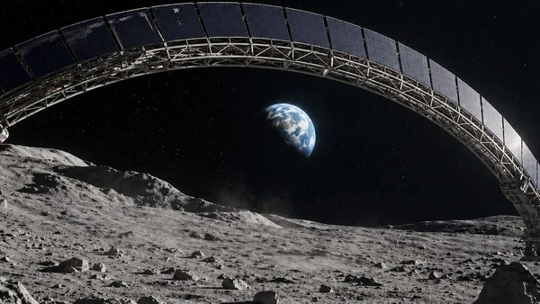 Simulação da visão de um astronauta do Luna Ring por Imagem gerada por IA / ChatGPT