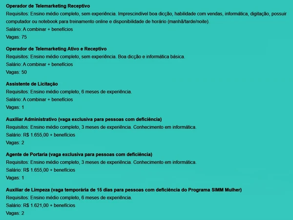 Veja vagas por Reprodução