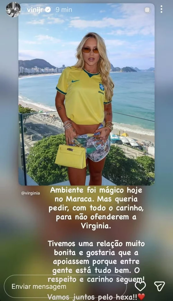 Vini Jr. mandou mensagem de apoio para Virginia