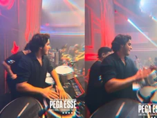 Imagem - Em Salvador, Marcelo Sangalo sobe ao palco de formatura, toca percussão e mostra swing baiano