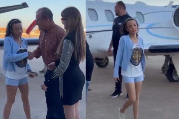 Maiara desembarcando em em Querência, município de Mato Grosso.