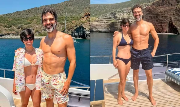 Tadeu Schmidt e a esposa