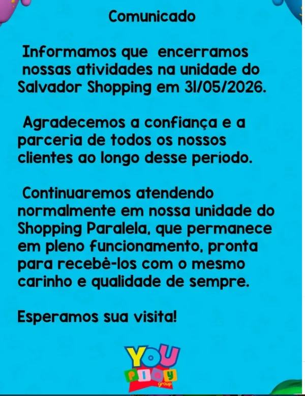 YouPlay encerra atividades no Salvador Shopping por Divulgação