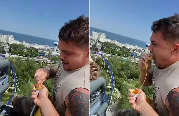 Youtuber esconde nuggets na cueca para comer em montanha-russa e é banido para sempre por Reprodução/YouTube