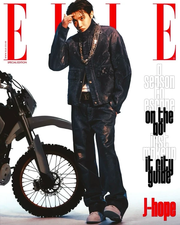 J-hope, do BTS, para a Elle, produzido por Kim Venchy por Reprodução