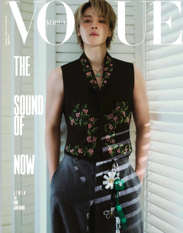 Jimin, do BTS, para a Vogue Korea, produzido por Kim Venchy por Reprodução