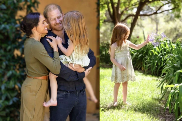 Meghan e Harry com a filha