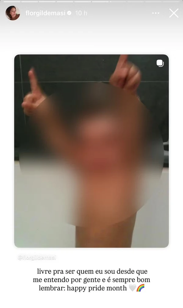 Story de Flor Gil falando sobre sua sexualidade e o mês do orgulho LGBT  por Reprodução/Instagram