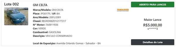 Veja algumas opções do leilão por Reprodução