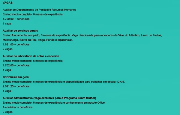 Veja vagas por Reprodução