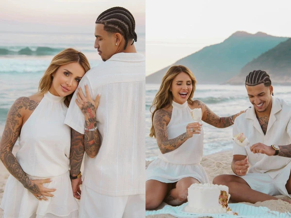 À espera da 1ª filha, Bruna Rotta e o jogador Kauã Elias confirmam término após chá revelação por Reprodução/Instagram