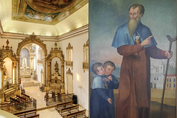 Interior da igreja da Casa Pia de Salvador ao lado da representação do irmão Joaquim, do artista José Teófilo de Jesus, em 1826 por Acervo Casa Pia