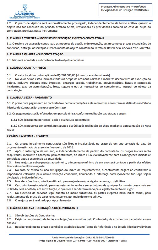 Contrato de Manim Vaqueiro por Reprodução