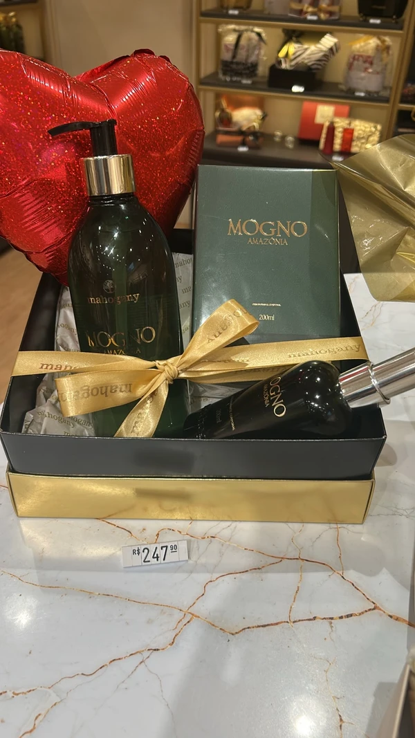 Sabonete líquido 500 ml por $79,90 e perfume 200 ml por $168,30. Kit completo por R$ 247,90 
Onde: Mahogany, Shopping Bela Vista 
 por Divulgação