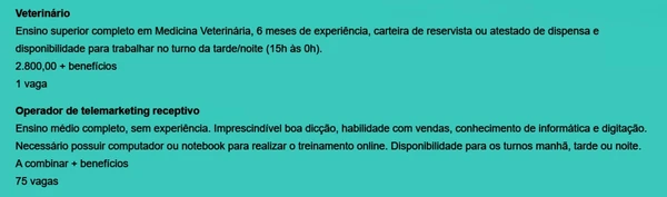 Veja vagas por Reprodução