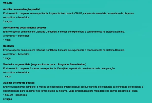 Veja vagas por Reprodução